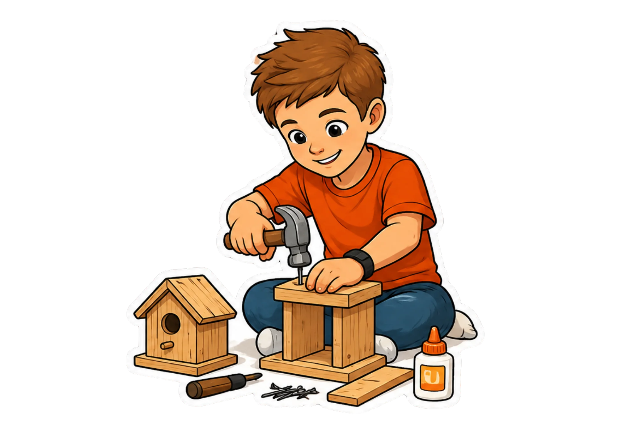 A child hard at work on their build